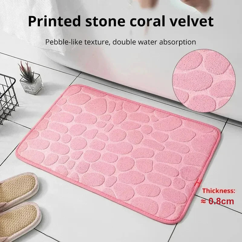 Embossed Microfiber Anti Slip Pebble Bath Mat